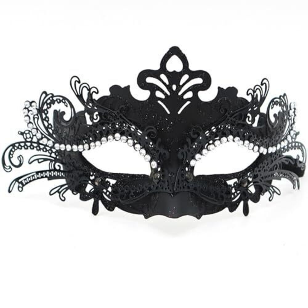 8822 Masquerade Mask Black Mardi Gras Decorations Venetian Masks Costume